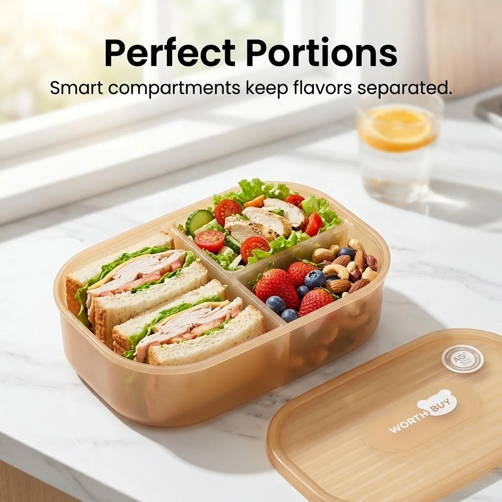علبة طعام بلاستيكية قابلة للفص - مراجعة Food Storage With Dividers وسعره