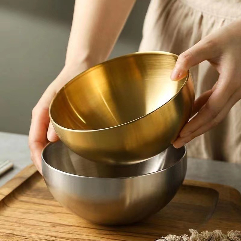 وعاء سلطة ذهبي وفضي من الفولاذ - مراجعة Food Storage Meals وسعره